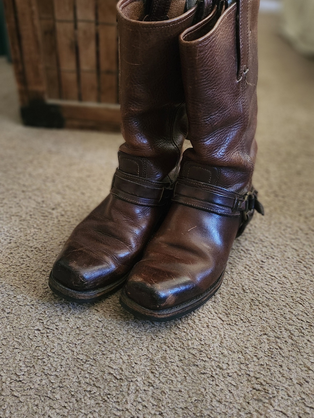 Frye Brown Leather Boots W/ Buckles - Picture 2 of 5